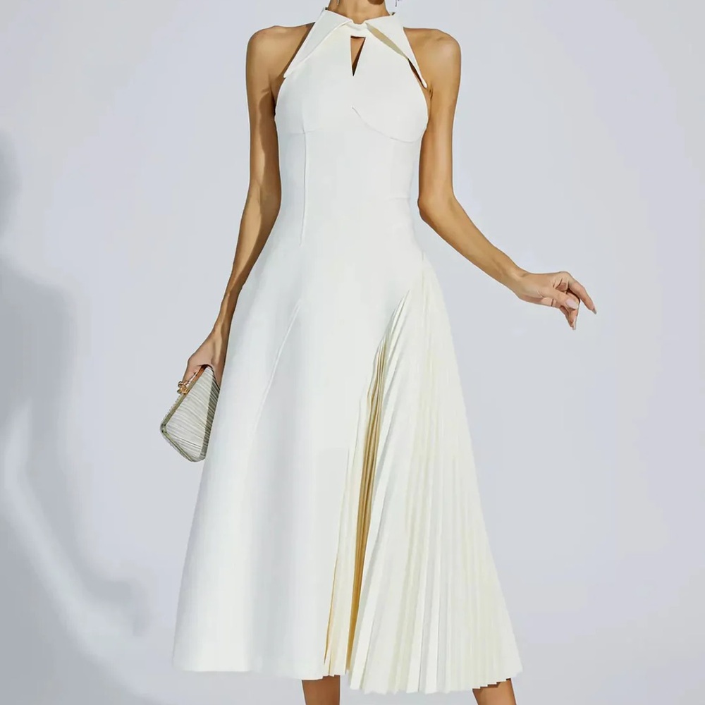 Elegant White Halter Dress